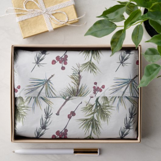 Watercolor Poinsettia Pattern  Tissuepapier (Geschenk)