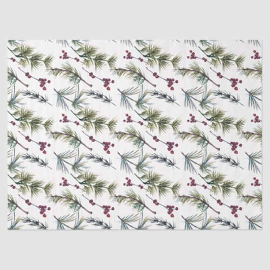 Watercolor Poinsettia Pattern  Tissuepapier (Voorkant)