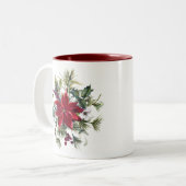 Watercolor Poinsettia Pattern  Tweekleurige Koffiemok (Voorkant links)