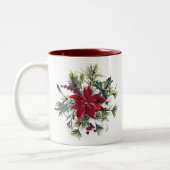 Watercolor Poinsettia Pattern  Tweekleurige Koffiemok (Links)