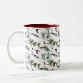 Watercolor Poinsettia Pattern Tweekleurige Koffiemok