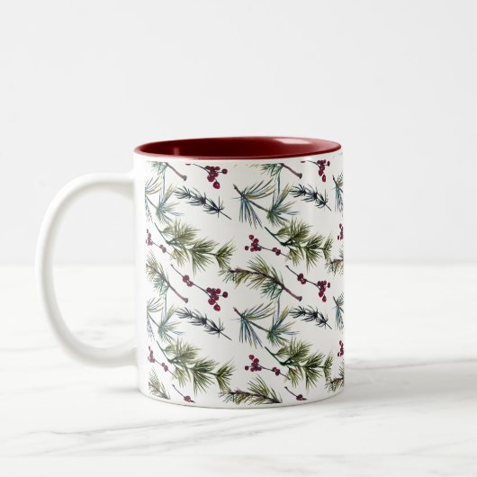 Watercolor Poinsettia Pattern Tweekleurige Koffiemok (Links)