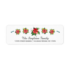Watercolor Poinsettia - Retouradreslabel Etiket