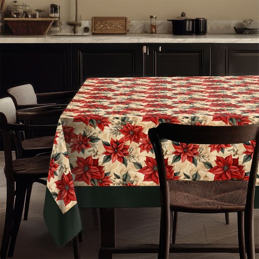 Watercolor Poinsettia Tablecloth Rustic Christmas Tafelkleed