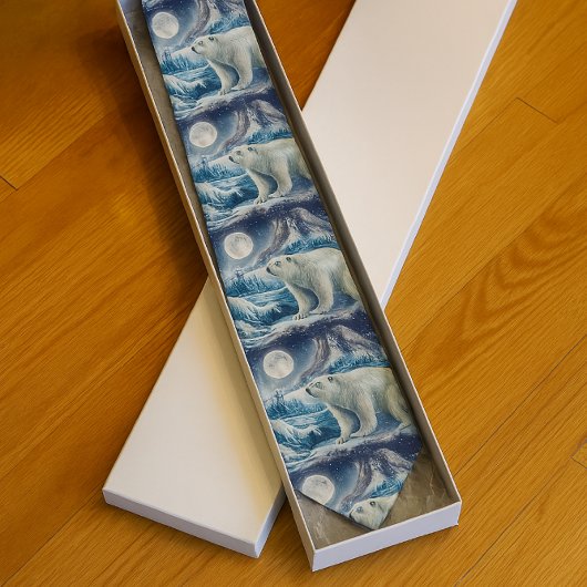 Watercolor Polar Bear Arctic Ice Stropdas