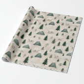Watercolor Polar Bear & Pine Tree Cadeaupapier (Uitgerold)