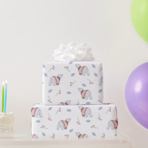 Watercolor Polar Bears Christmas Nature Art Cadeaupapier