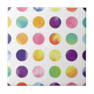Watercolor polka dots タイル tegeltje