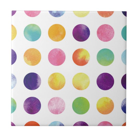 Watercolor polka dots タイル tegeltje (Voorkant)
