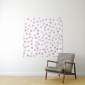 Watercolor polka stippen, roze geometrische achter wandkleed (In situ)