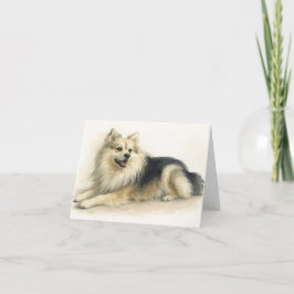 Watercolor Pomchi Dog Portrait Bedankkaart
