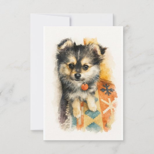 Watercolor Pomchi Puppy  Bedankkaart (Voorkant)