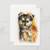 Watercolor Pomchi Puppy  Bedankkaart (Voorkant / Achterkant)