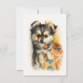 Watercolor Pomchi Puppy Bedankkaart