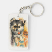 Watercolor Pomchi Puppy  Sleutelhanger (achterkant)