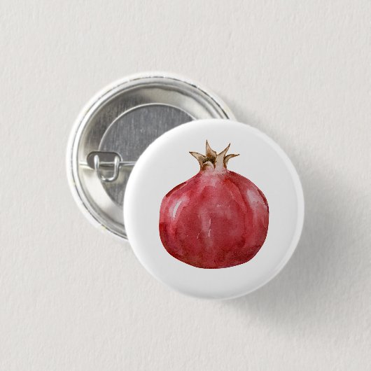 Watercolor Pomegranate Ronde Button 3,2 Cm (Voorkant /achterkant)