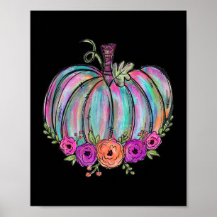Watercolor Pompoen Bloem Thanksgiving Halloween M Poster