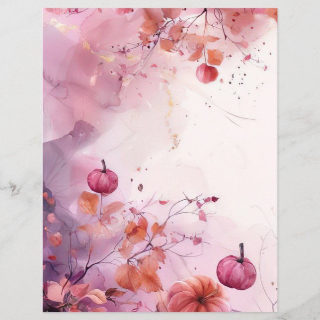 watercolor pompoen herfst patroon scrapbook papier (Voorkant)
