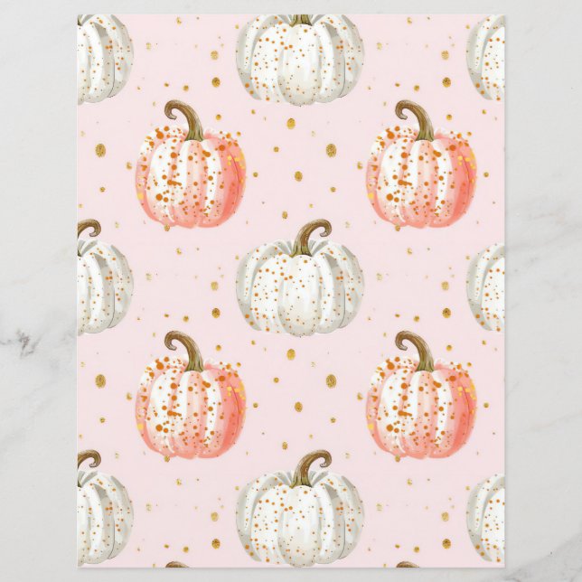 watercolor pompoen herfst patroon scrapbook papier (Voorkant)