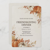 Watercolor Pompoen Herfst Vriendendag Diner Kaart (Voorkant / Achterkant)