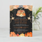 Watercolor Pompoen Herfstbloemen Bruiloft Kaart (Staand voorkant)