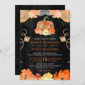 Watercolor Pompoen Herfstbloemen Bruiloft Kaart (Voorkant / Achterkant)