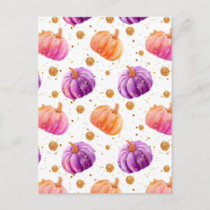 watercolor pompoen herfstpatroon briefkaart