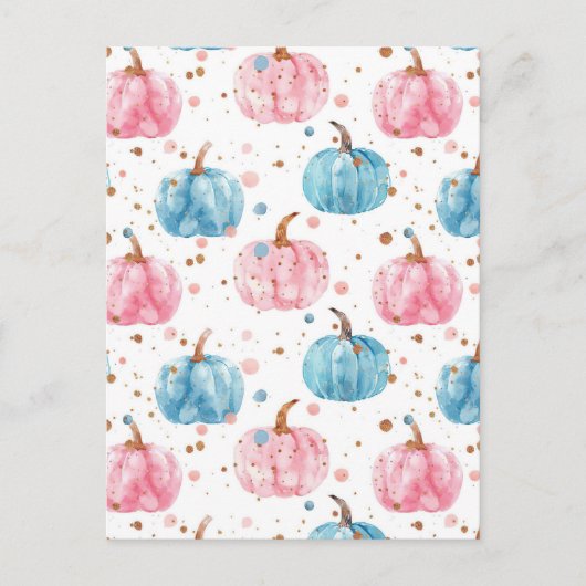 watercolor pompoen herfstpatroon briefkaart (Voorkant)