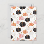 watercolor pompoen herfstpatroon briefkaart (Voorkant / Achterkant)