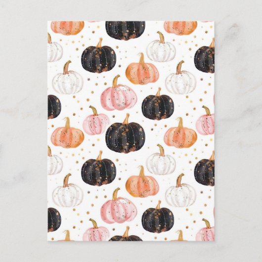 watercolor pompoen herfstpatroon briefkaart (Voorkant)