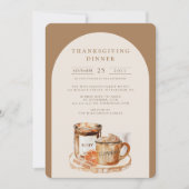 Watercolor Pompoen Latte & Kaars Thanksgiving Kaart (Voorkant)