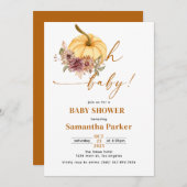 Watercolor Pompoen Oh Baby Uitnodiging (Voorkant / Achterkant)