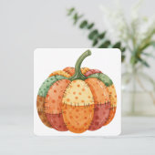 Watercolor pompoen patchwork thanksgiving kaart (Staand voorkant)