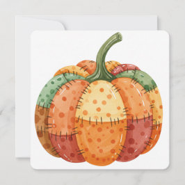 Watercolor pompoen patchwork thanksgiving kaart
