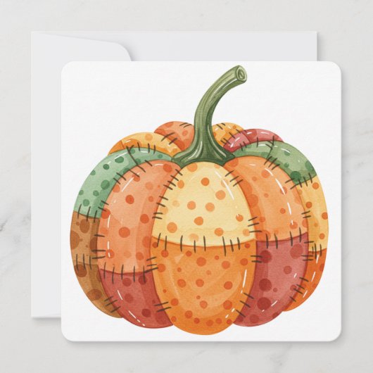 Watercolor pompoen patchwork thanksgiving kaart (Voorkant)
