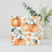 Watercolor Pompoen Patroon Herfst Achtergrond Kaart (Staand voorkant)