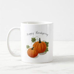 Watercolor Pompoen 'Prettig Thanksgiving' Klassiek Koffiemok
