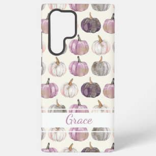 Watercolor pompoenpatroon met naam samsung galaxy hoesje