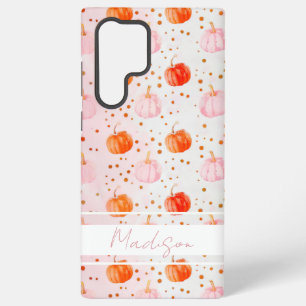 Watercolor pompoenpatroon met naam samsung galaxy hoesje