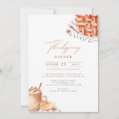 Watercolor Pompoentaart Thanksgiving-diner Kaart (Voorkant)