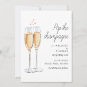 Watercolor Pop The Champagne Script Trouwkaart Save The Date (Voorkant)
