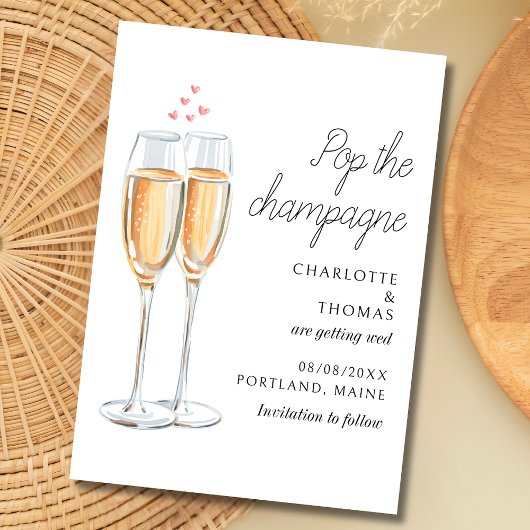 Watercolor Pop The Champagne Script Trouwkaart Save The Date