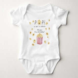 Watercolor Popcorn Kinderverjaardagsfeestje Romper