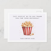 Watercolor Popcorn Verwijzing Bedankt Vastgoed Briefkaart (Voorkant / Achterkant)