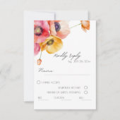  Watercolor Poppies Floral  Wedding RSVP Card (Voorkant)