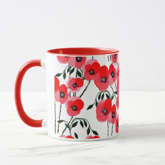 Watercolor poppy flowers botanical mok (Links)
