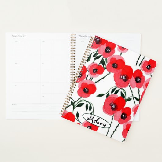 Watercolor poppy flowers botanical planner (Display)