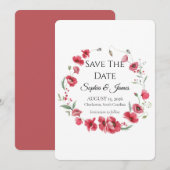 Watercolor Poppy & Lavender Floral Wedding Save The Date (Voorkant / Achterkant)