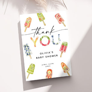 Watercolor Popsicle Klaar om te baren Baby Shower Bedankkaart