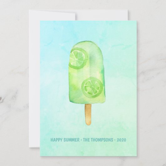 Watercolor Popsicle Zomer Groet Kaart (Voorkant)